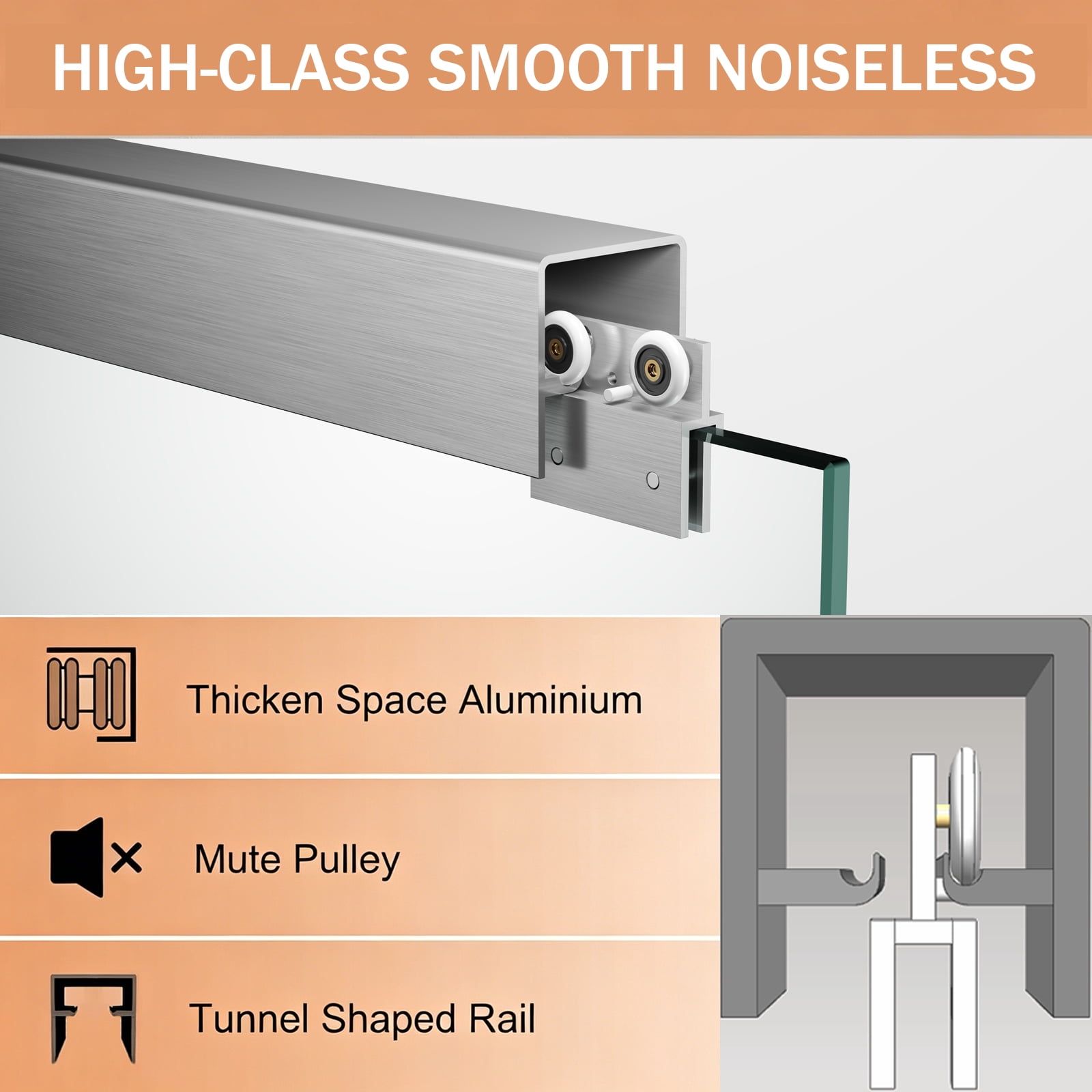 Brushed Nickel Shower Door Double Sliding 44-48 in. W x 72 in. H Semi-Frameless Bypasss Bathroom Glass Shower Sliding Doors,1/4 inch Clear Tempered Glass Door for Walk-in Shower