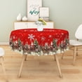thumbnail image 5 of Lfeey Christmas New Year Tablecloth, Merry Christmas Party Dining Table Cover, Red, 60" Round, 5 of 6