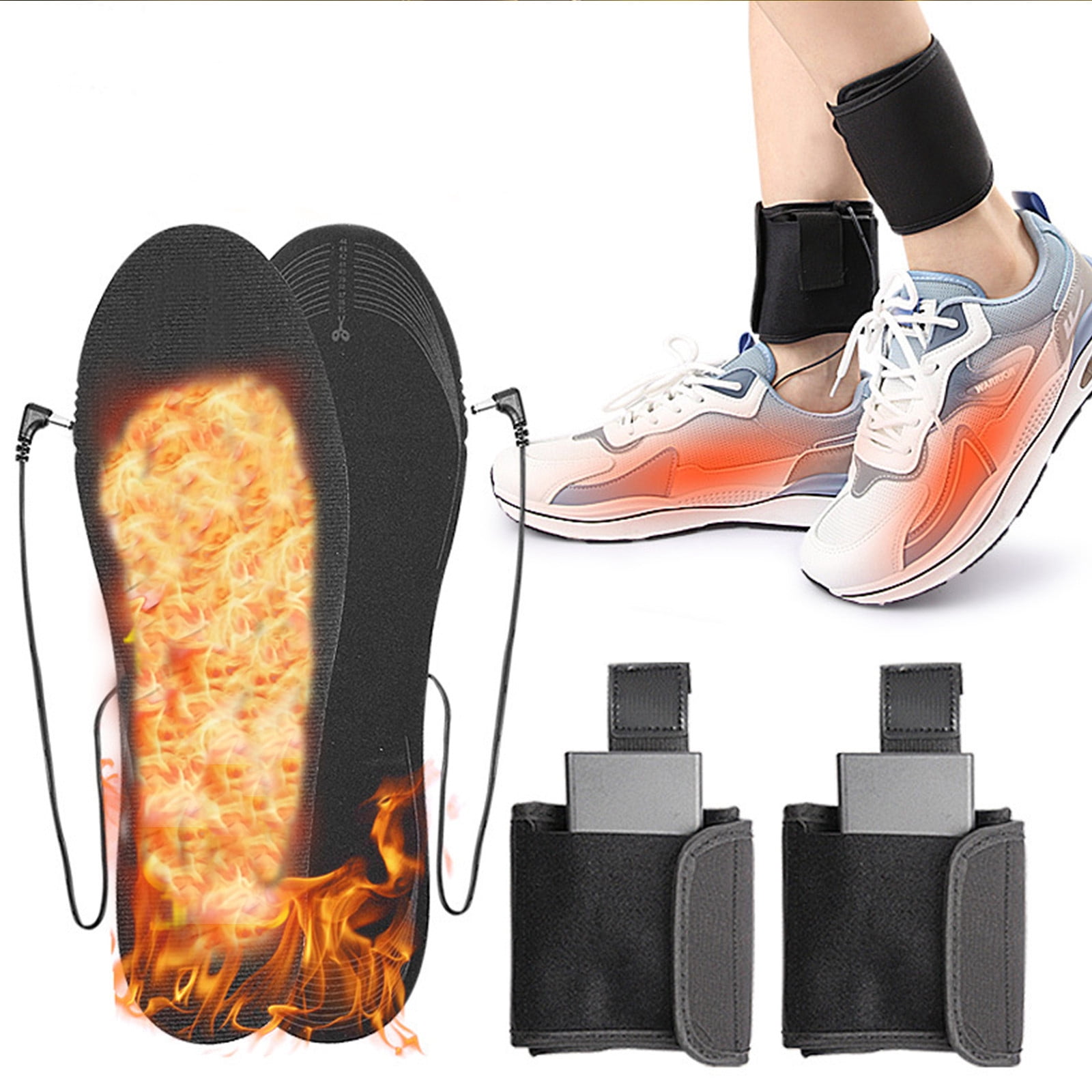 Semelles Chauffantes Rechargeables USB - Lavables, Coupables, Pour Chaussures Taille 40-46, 3 Modes De Chauffage - 2