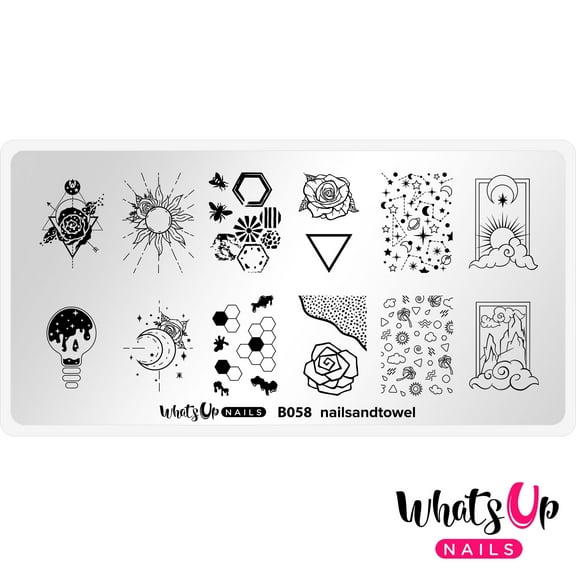 Whats Up Nails B058 nailsandtowel Metal Stamping Plate for Nail Art Design