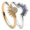 thumbnail image 2 of Anillos de compromiso para mujer, sortija de Luna y Sol Azul celeste brillante, banda para el dedo apilable, novedad de 2023, 2 of 4