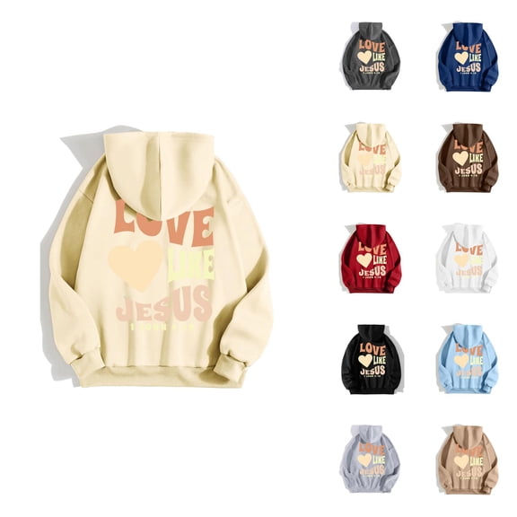 Women's Christian Hoodie 2026 Long Sleeve Y2K Love Like Jesus Christian Hooded Sweatshirt with Pockets Pullover Top