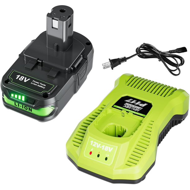 Baterías y Carga r Mejoradas de 4000mAh 18V Combo para Batería Ryobi 18V y P117 Charger, Cell9102 Compatible con Ryobi 18 V ONE + P108 P107 P104 P105 P102 P103 Tools Charger con 260051002 P117 P118