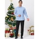 thumbnail image 3 of Camisa a cuadros para hombre, ajuste regular, con botones, manga larga, vestido, camisas a cuadros azul claro blanco M, 3 of 6