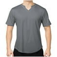 thumbnail image 2 of Xunlbb 2025 Clearance! Men's Casual And Fashionable Solid Color V Neck Short Sleeved Sports And Fitness Training Top Gift for Mmen, Dark Gray 2XL, 2 of 8