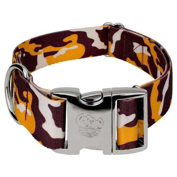 Country Brook Petz® 1 1/2 inch Premium Burgundy and Gold Camo Dog Collar Limited Edition, Large