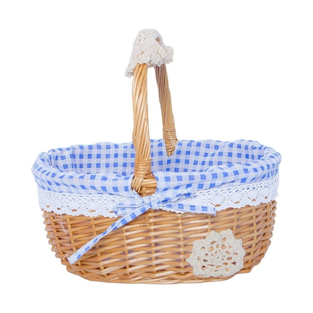SgJHXb Wicker Picnic Sundries Photography Props With Handle Storage For Wedding Holiday Gardening Hiking