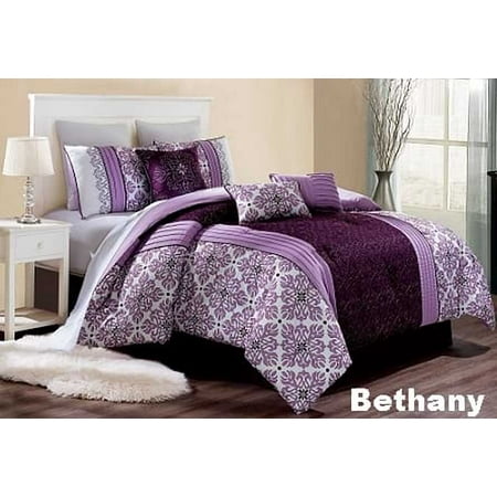 Unique Home Bethany Floral Comforter 7 Piece Bed Set Ruffled Bed