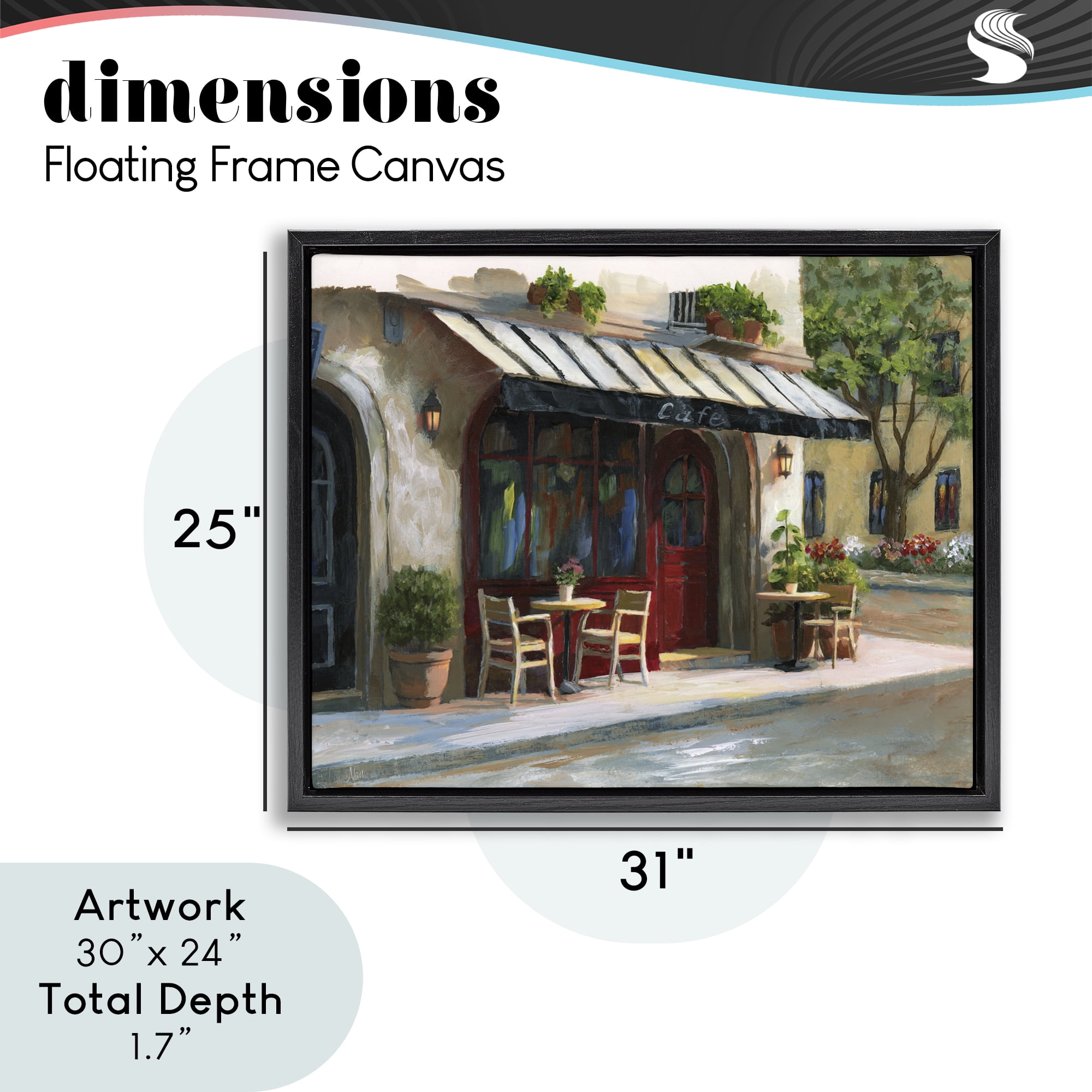 Stupell Industries Charming Sidewalk Cafe Tables Black Framed Floater Canvas Wall Art, design by Nan