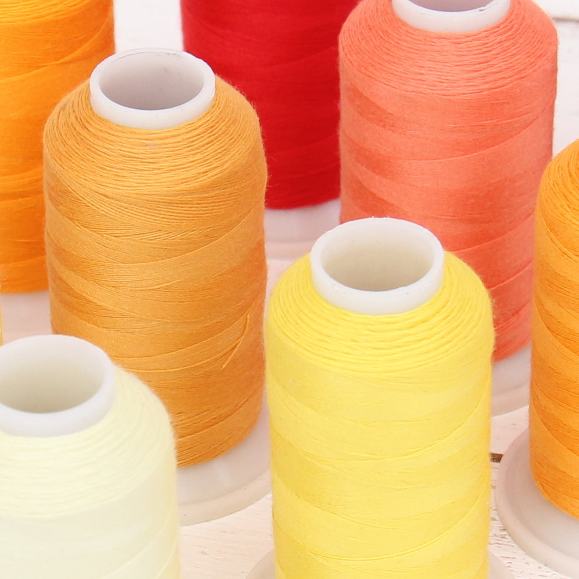 Polyester All-Purpose Sewing Thread 10 Cone Sunrise Shades Set - 600m Cones - Strong Lint Free Spun Polyester - 50S/3 Weight