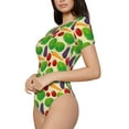 thumbnail image 2 of Haiem Vegetable Women's Crew Neck Short Sleeve Bodysuit Tops Stretchy Slim Basic-Large, 2 of 9