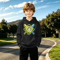 thumbnail image 2 of Luvior Halloween Boys Pullover Hoodie, Neon Baseball Glove Bat Graphic Hooded Sweatshirt, Casual LongâSleeve Hoodie with Front Kangaroo Pocket for Kids Sports Daily Wear, 2 of 6