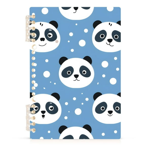 Cartoon Panda and Polka Dots Spiral Journal Notebook College Ruled Notebook 8.3" x 5.7" A5 Lined Thick Paper Page