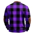 thumbnail image 3 of Domuza Men's Sweatshirts Retro Plaid 1/4 Zip Up Stand Collar Sweater Spring Fall Casual Long Sleeve Loose Fit Comfy Pullover Top Purple 3XL, 3 of 3