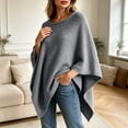 thumbnail image 6 of WULMLEO Womens Knitted Poncho Sweaters Solid Soft Asymmetrical Tops Pullover Warm Lightweight Shawl Wraps Cape Gray M, 6 of 6