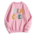 thumbnail image 1 of Chandail en Molleton Imprimé à Col Rond pour Femmes Chandail Décontracté à Manches Longues pour Enseignants Étudiants Vacances Collation des Grades Anniversaire Automne Hiver Blouse Douce et Confortable, 1 of 5