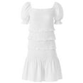 thumbnail image 2 of 2Bunnies Girls' Tween Teen Smocked Ruffle Party Dance Mini Dress On and Off Shoulder Puff Sleeve, 2 of 5
