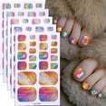 thumbnail image 4 of Buy 2 Get 1 Free - Rainbow Holographic Toe Nail Stickers, Full Wrap Glitter Gradient Nail Polish Strips, Waterproof Self-Adhesive Toenail Decals for Women & Girls, Salon Quality DIY Foot Nail Art, 4 of 9