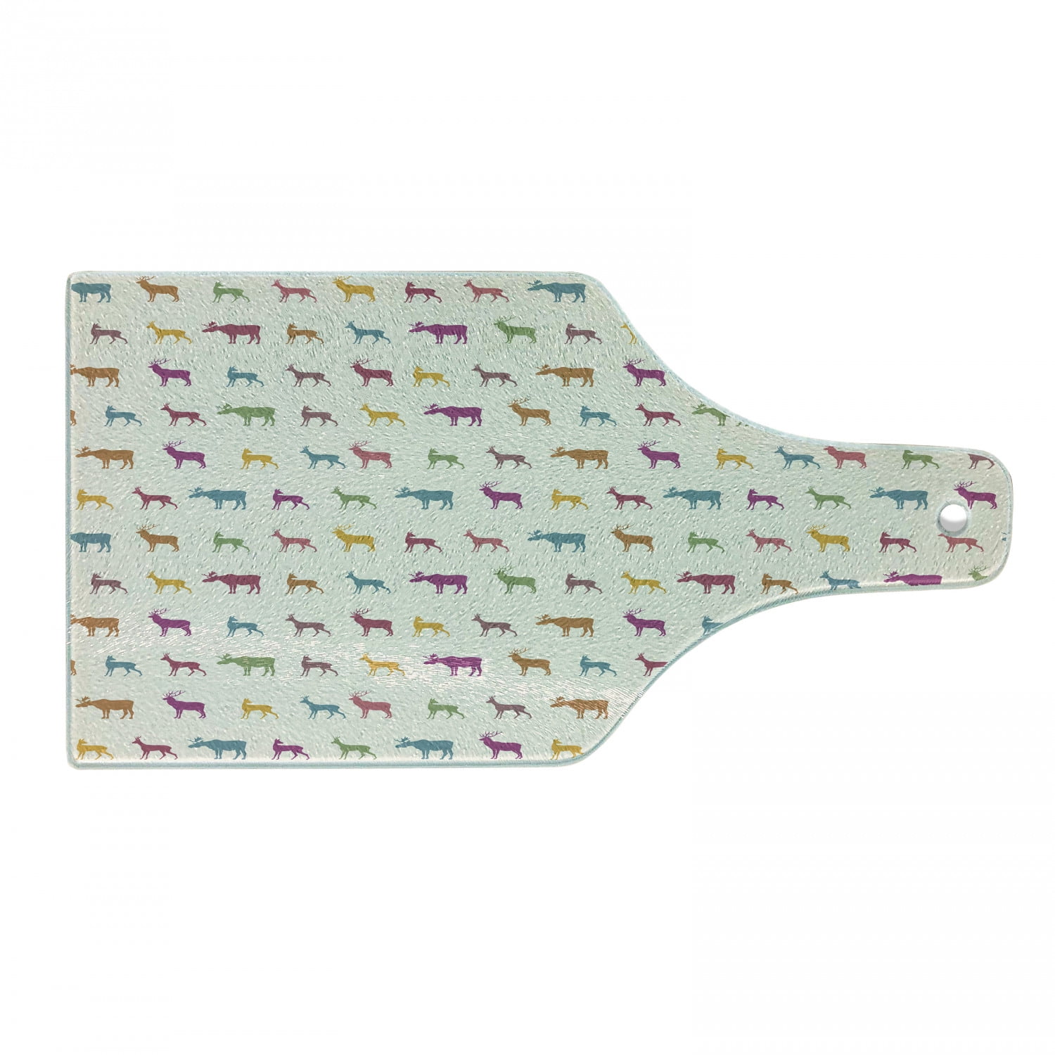 Multicolor Rectangular Tempered Glass Cutting Board with Animal Silhouettes