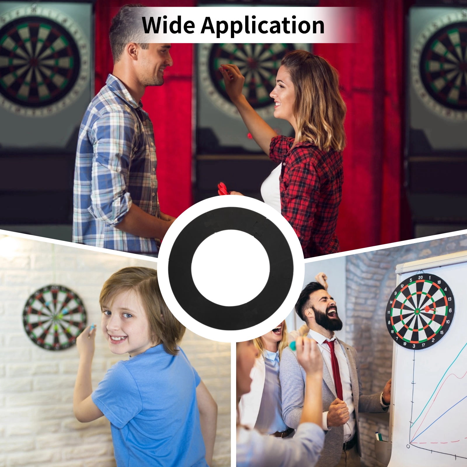 6 Sections EVA Dartboard Wall Protector, Splicing Round Foam Dartboard Backboard, 28.5 in Outer Diameter & 18.3 in Inner Diameter Dart Boards Protector, Snap-Together Design - Easy Assembly