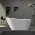 thumbnail image 6 of 67" Freestanding Bathtub, White Acrylic Streamline Stand Alone Soaking Bath Tubs for Adult with Overflow and Drain in Chrome, cUPC Certified, Perfect for Your Bathroom-High-low Trapezoid, 6 of 7