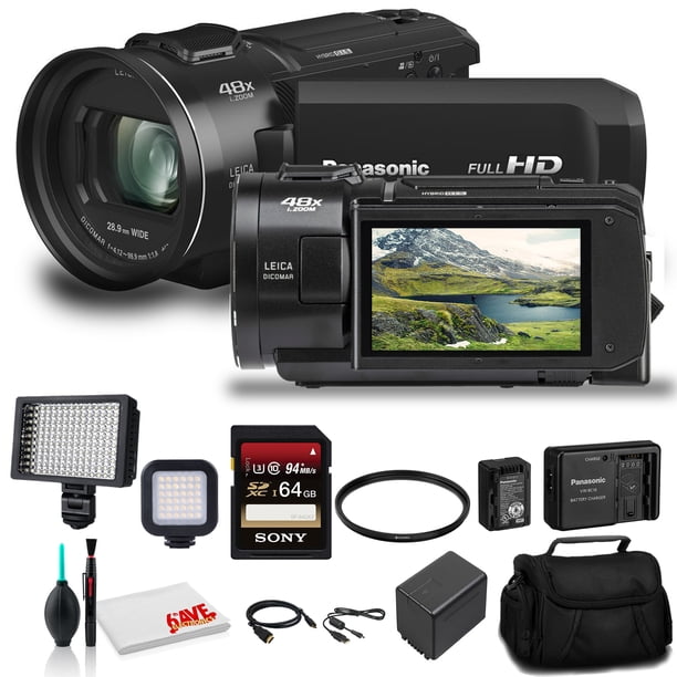 Videocámara Panasonic HC-V800 Full HD (HC-V800K) - Paquete - Con kit de batería y cargador Panasonic + luz de video LED + tarjeta de memoria de 64 GB + bolsa suave + juego de limpieza + filtro UV de 62 mm 6avenida HC-V800K_EDI_2