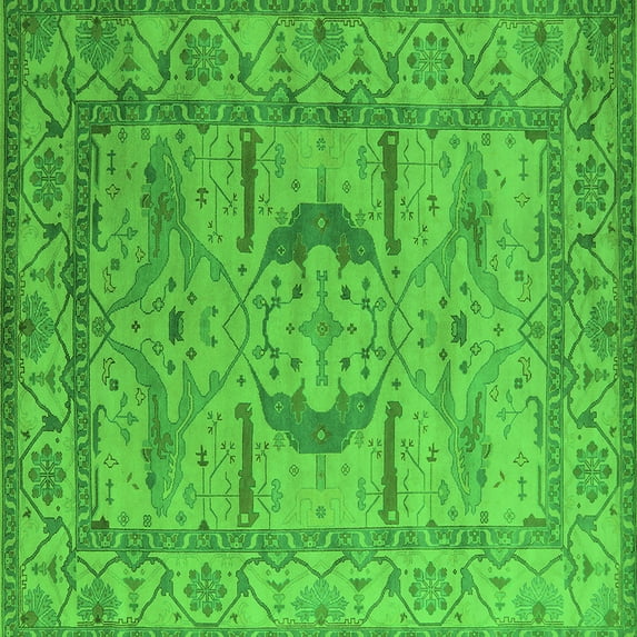 Ahgly Company Indoor Square Oriental Green Industrial Area Rugs, 8' Square