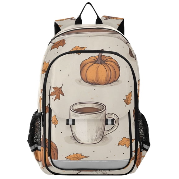 FORMRS Unisex School Backpack 17" Student Travel Bag with Laptop Compartment, Fall Pumpkin Pattern