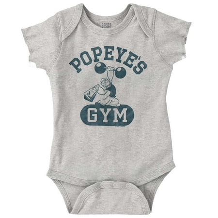 

Popeye Body Builder Gym Workout Cool Romper Boys or Girls Infant Baby Brisco Brands 24M