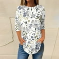 thumbnail image 2 of ZHENHONG Graphic Tees for Women, Women's Printed Fashionable Casual Round Neck and Three Quarter Sleeve Top Going Out Tops, 2 of 6