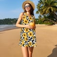 thumbnail image 3 of Vsdgher Robe d'Été Imprimé Vache Tournesol pour Femmes Décontractée Col en U Robe de Plage Sans Manches Robe Débardeur Ample avec Poche, 3 of 7