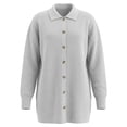 thumbnail image 4 of QIYAGBSA Soft Cardigan Sweaters for Women Ribbed Knit Button Down Lapel Collar Loose Mid Length Long Sleeve with Pockets Fall Winter Layer, 4 of 7