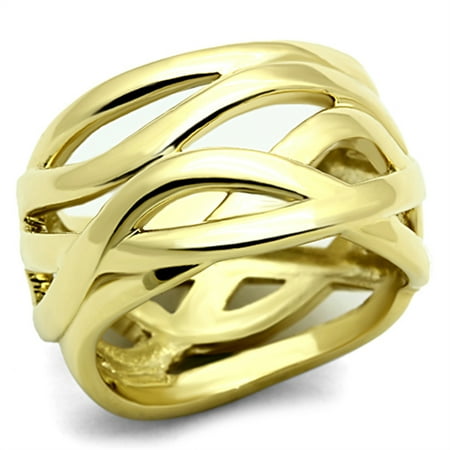 Womens Brown Ion Plated - 14k Gold Ion Plated Stainless Steel 316 Fashion Ring 13mm Wide, Women's Size 10