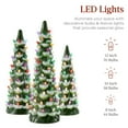 thumbnail image 4 of Best Choice Products Set of 3 Pre-Lit Hand-Painted Ceramic Tabletop Christmas Trees w/ Multicolor Lights - Flocked Green, 4 of 8