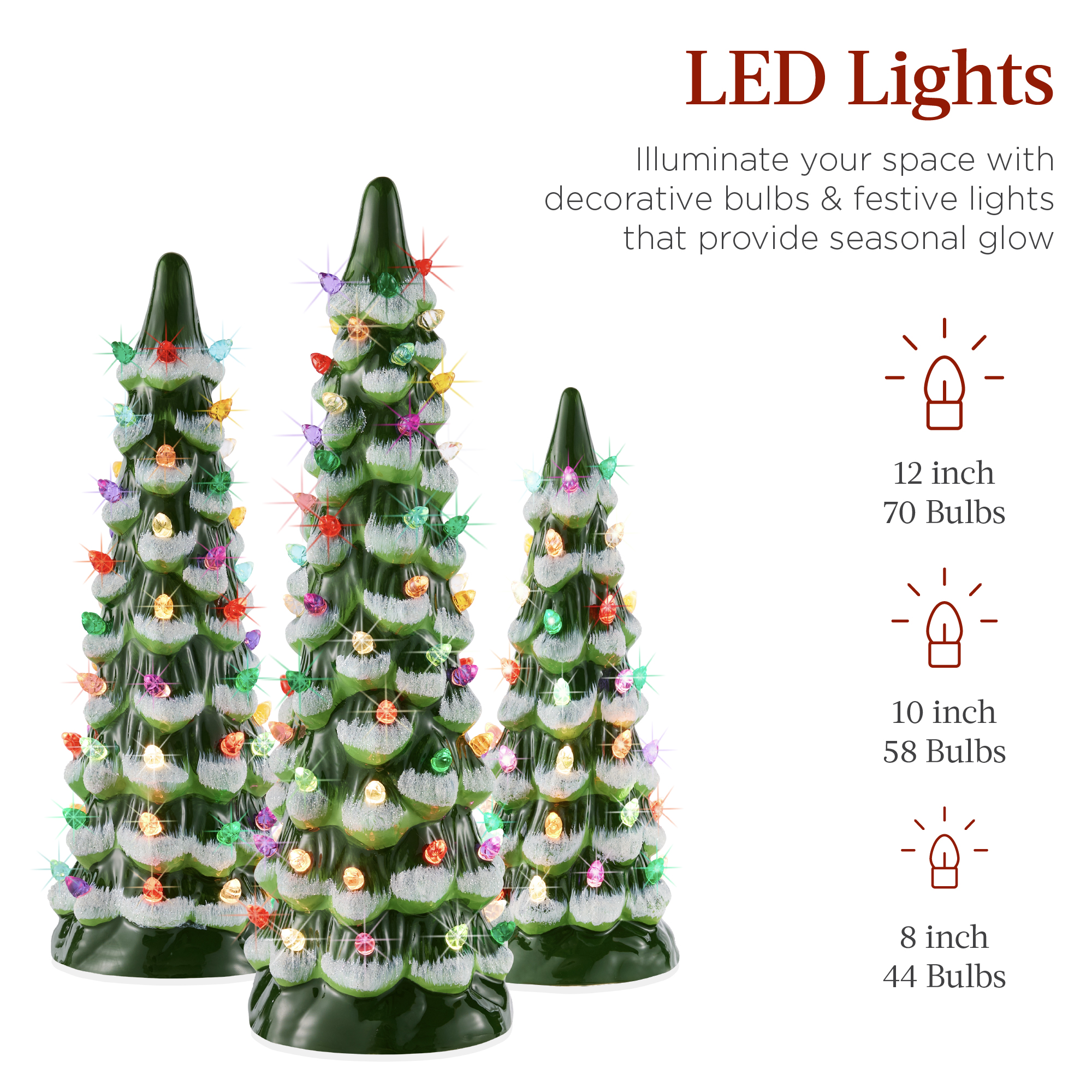 Best Choice Products 3-Piece Pre-Lit Ceramic Christmas Tree Set photo 3