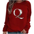thumbnail image 3 of Pompotops Hiver Femmes Décontracté Manches Longues Hauts Dames Imprimé Chandail Blouse T-Shirt Chandail Liquidation, 3 of 4