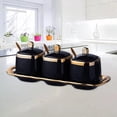 thumbnail image 4 of GUOOL 3 Pieces Porcelain Sugar Bowl Condiment Pot for Serving Housewarming Gift Black, 4 of 7