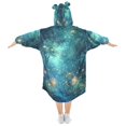 thumbnail image 2 of FORMRS Wearable Blanket Hoodie with Sleeves for Kids Cozy Flannel Sweatshirt, Magical Forest Glowing Lights, 2 of 7