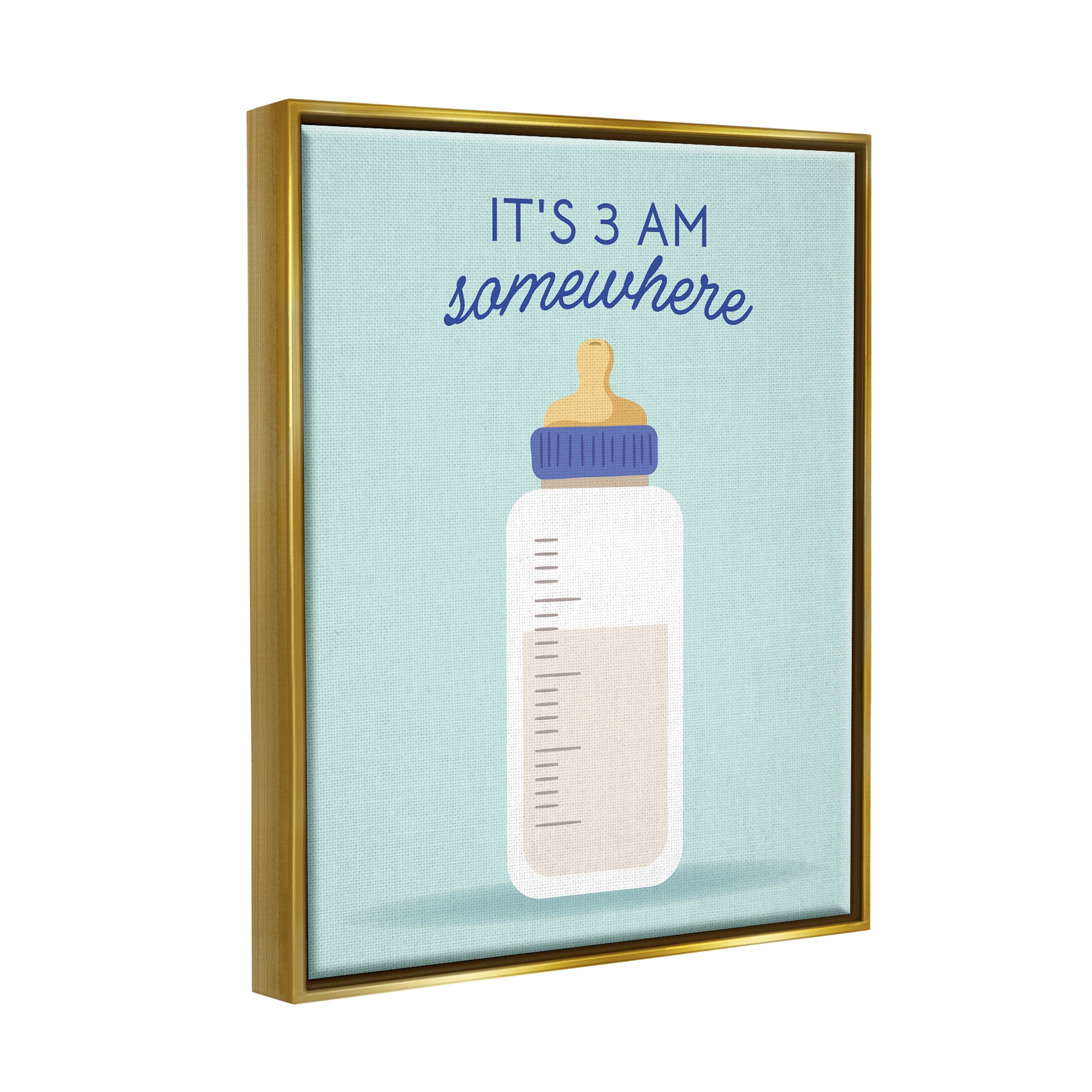 Stupell Industries It's 3am Somewhere Phrase Inspirational Painting Gold Floater Framed Art Print Wall Art, 25 x 31