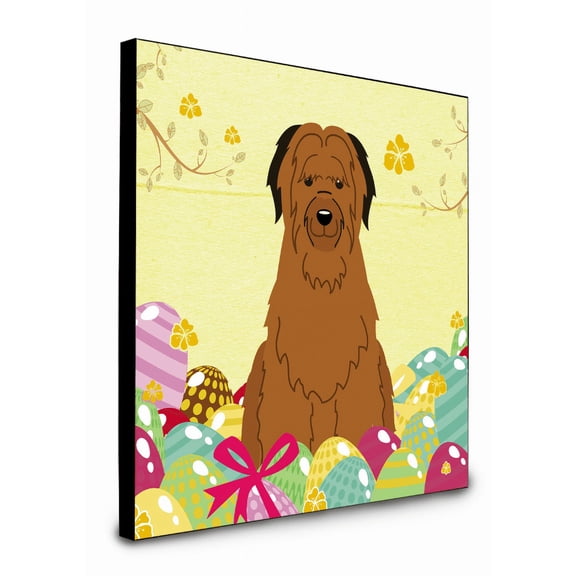 Carolines Treasures BB6082UP88 8 x 8 x 0.625 in. Easter Eggs Briard Brown Artwork Panel Wall Decor