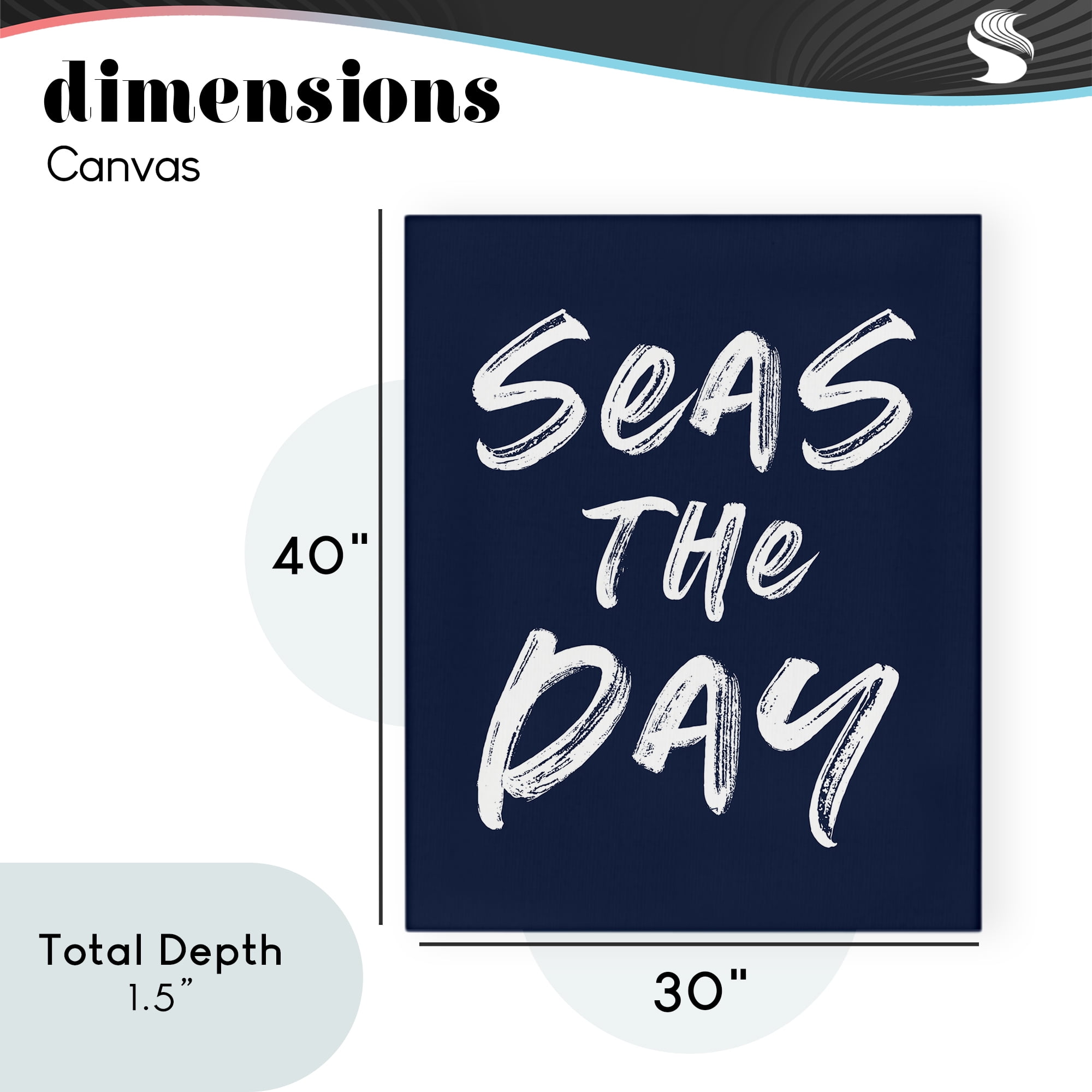 Seas The Day Sentiment Canvas Wall Art, design by Lettered and Lined