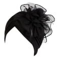 thumbnail image 2 of ZDNIXIAN Stretchy Ruched Turban Head Wrap with Large Organza Flower Ornament Color Elegant Hair Cover Lightweight Fashion Headscarf for Party Daily Occasions, 2 of 3
