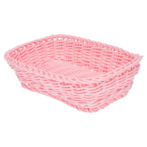 Minkissy 1Pc Practical Pink Woven Basket for Living Room Storage and Decoration