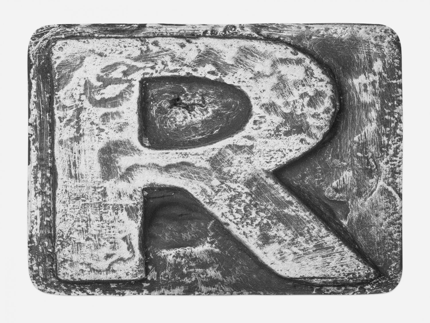 Letter R Bath Mat, Iron Toned Uppercase R Referring to Somebody Old ...