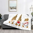 thumbnail image 2 of Uemuo Christmas Gnomes In Leopard Printed Throw Blanket for Couch, Fluffy Fuzzy Blankets for Bed, Sofa, Cozy Flannel Faux Fur Blanket-60"x50", 2 of 6