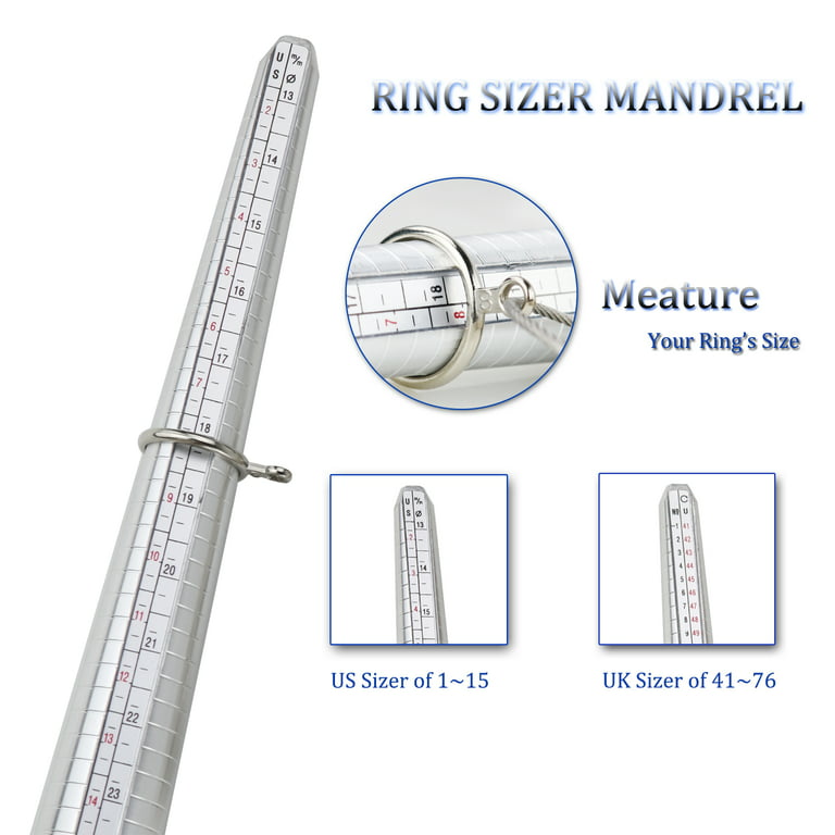 MUDDER Stainless Steel s Finger Sizer Measuring Ring Tool, Size 1-13 with  Half