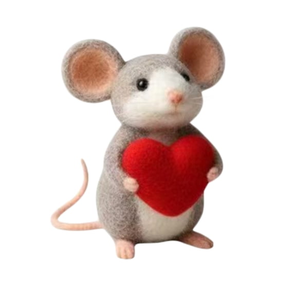 Handmade Felt Products - Felt Rat Figurine | Cute and Playful Felt Mouse Ornament, Ideal for Valentine'S Day Gifts for Men and Women, Suitable for Home and Office Decor