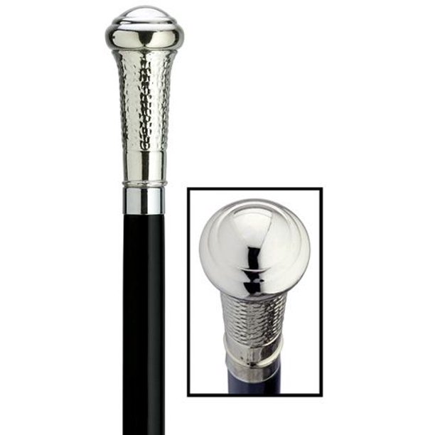 Walking Cane Men's Straight Formal Cane with 3" high Silver Finish Cap