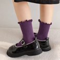 thumbnail image 7 of Spazoro Girls 10 Pairs Mid Calf Socks, Stretchy Soft Solid Color Cotton Casual Ruffled Crew Socks Purple Size 1T-12Y, 7 of 7