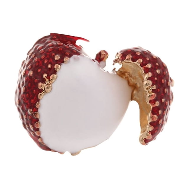Broche con diseño moderno de frutas de lichi, rojo y blanco